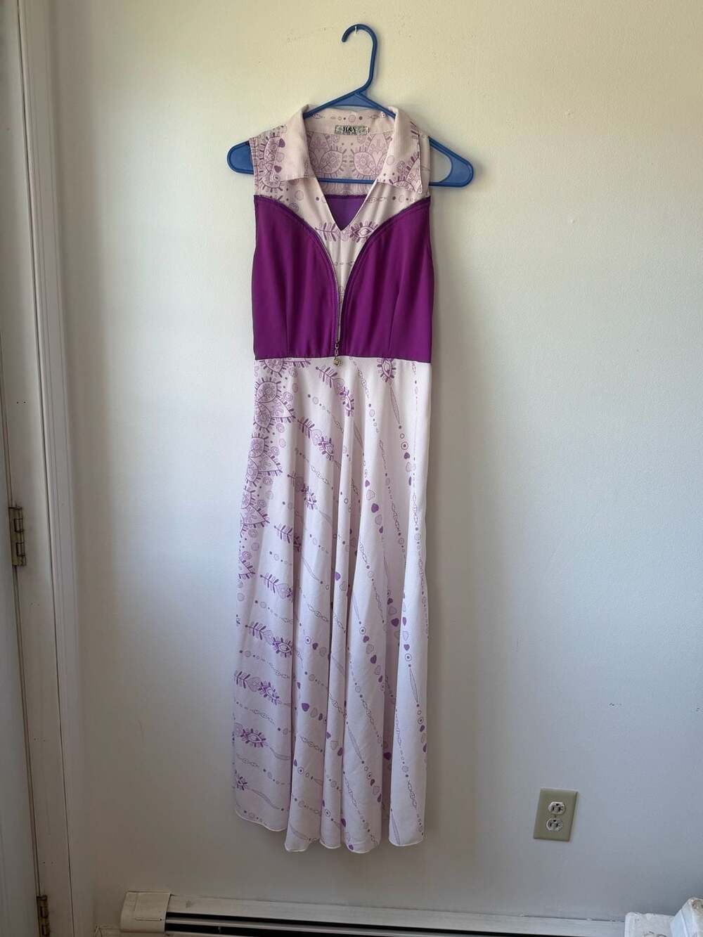 H&Y Fashion Purple and White Floral Print Maxi Dress